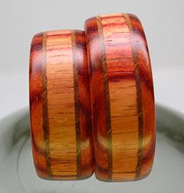 Wood Jewelry - Wooden Ring - Tulip Wood And Walnut by Keith Krautle