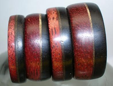 Wood Jewelry - Wooden Rings - Purple Heart Maple And Ebony by Keith Krautle Wood Jewelry - Wooden Rings - Purple Heart Maple And Ebony by Keith Krautle