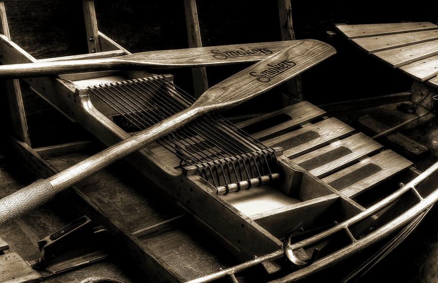 Wooden Rowboat And Oars In Tonal Value Photograph by Carol Montoya