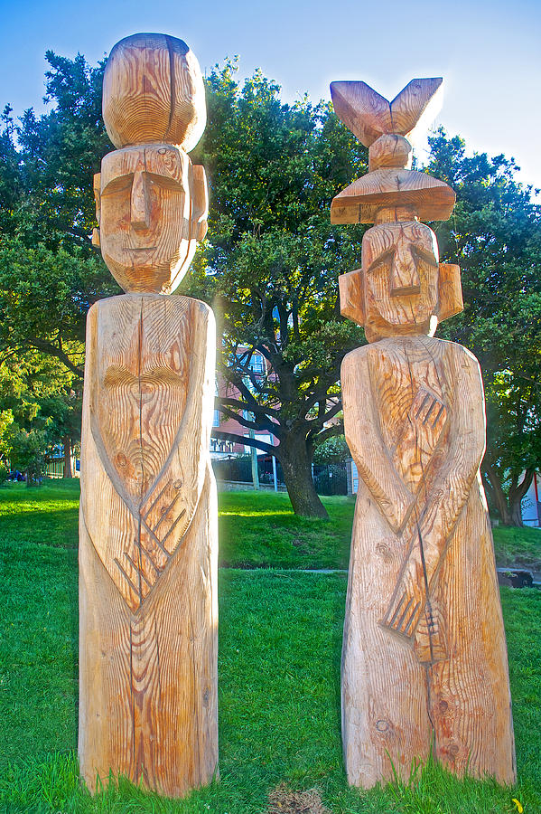 Wooden Sculptures in Central Park in BarilocheArgentina Photograph by
