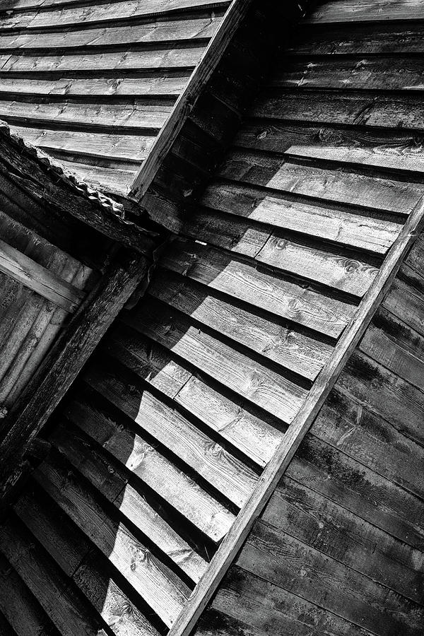 Wooden Shed Abstract Monochrome Photograph by John Williams