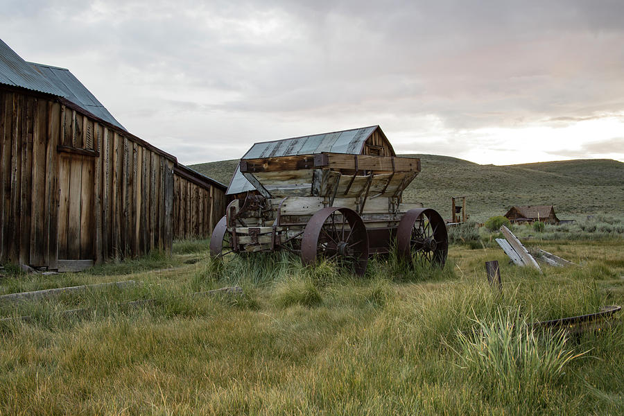 Wooden wagon in field, Bodie, California Photograph by Karen Foley Wooden wagon in field, Bodie, California Photograph by Karen Foley