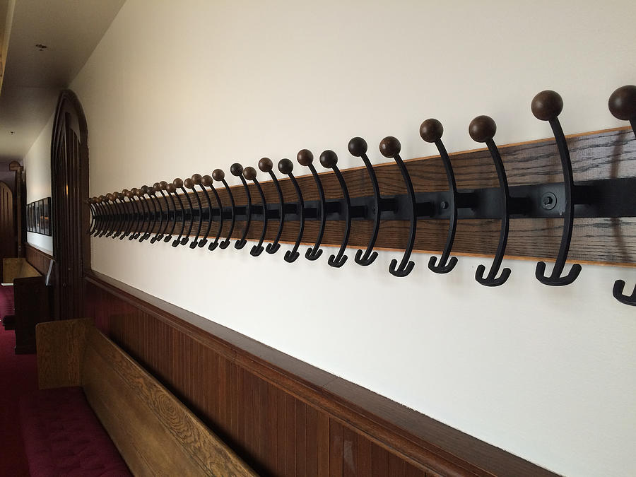 Wooden Wall Hooks Plymouth Congregational Church Photograph by Toni Thomas