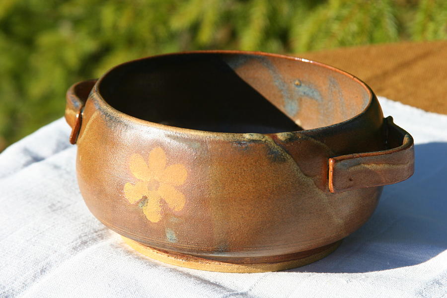 Bowl Ceramic Art - Woodfire bowl by Monika Hood