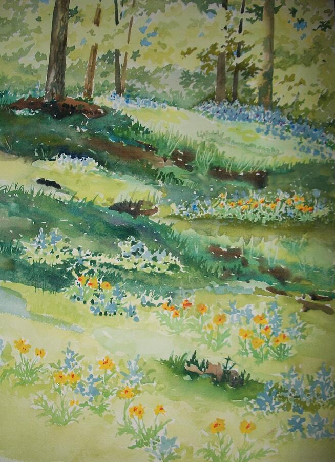 Woodland Bluebells Painting by Judith Young
