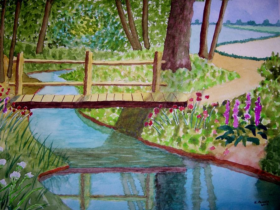 Woodland Bridge Painting by B Kathleen Fannin