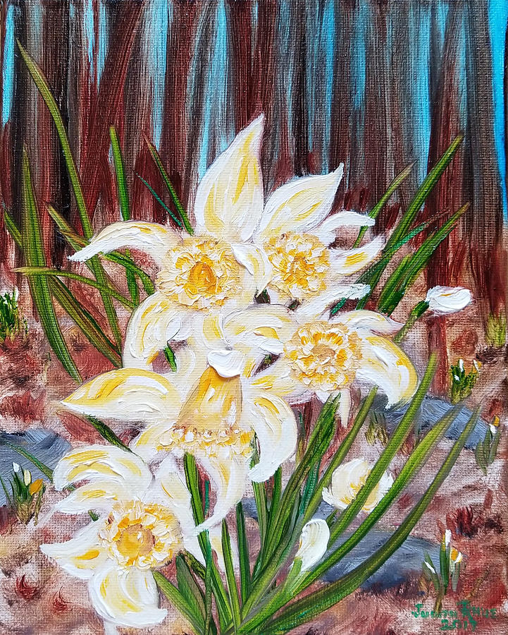 Woodland Daffodils Painting by Judith Rhue