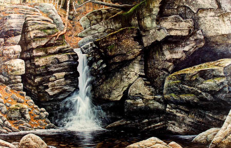 Waterfall Painting - Woodland Falls by Frank Wilson