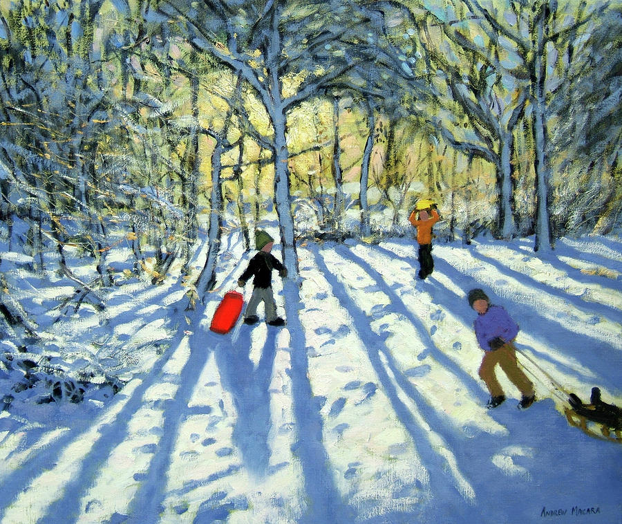 Winter Painting - Woodland in winter by Andrew Macara