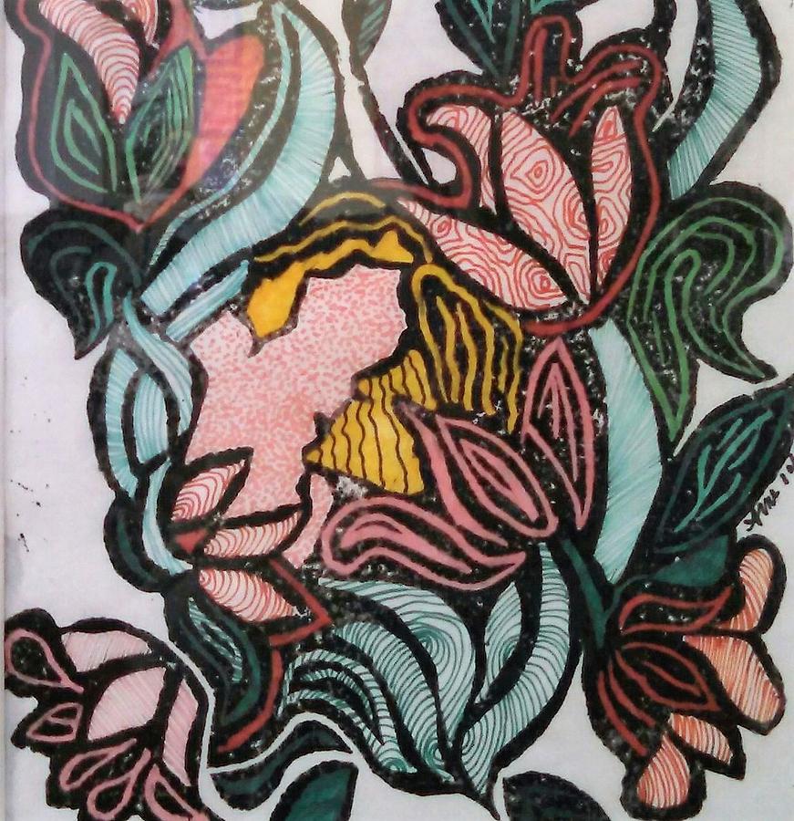 Flower Drawing - Woodland Nymph 1 by Anne Robinson Flower Drawing - Woodland Nymph 1 by Anne Robinson