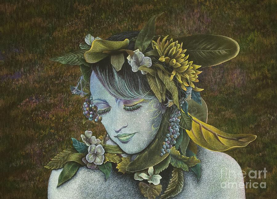 Woodland Nymph  SOLD prints available Drawing by Lisa Bliss Rush