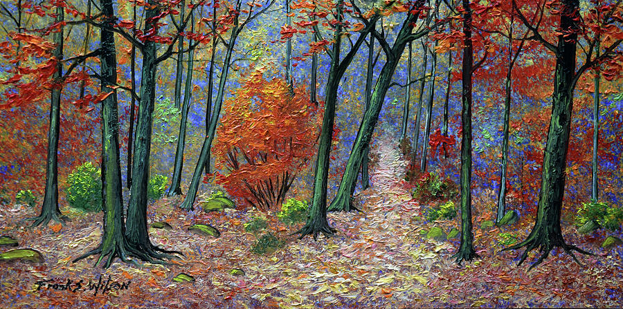 Woodland Path In Autumn Painting by Frank Wilson