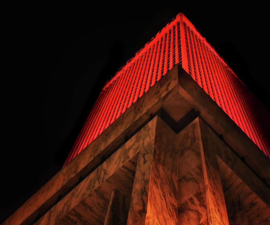 Woodmenlife Tower - Omaha - Red Photograph by Nikolyn McDonald