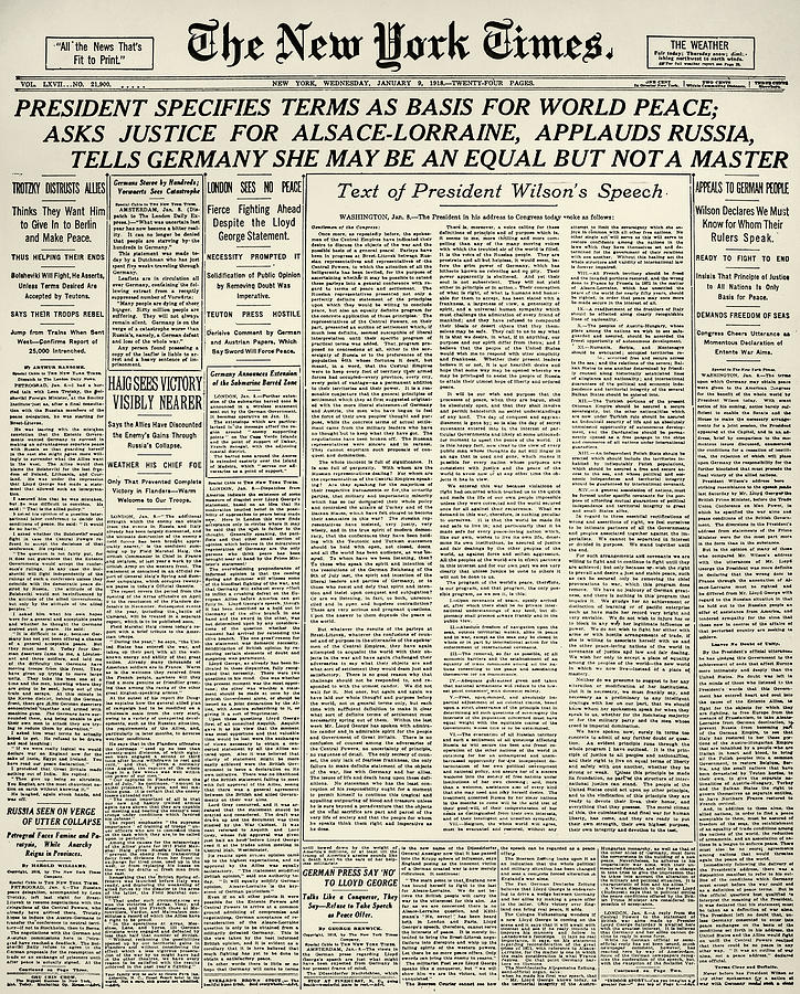 Woodrow Wilson Headline Photograph by Granger