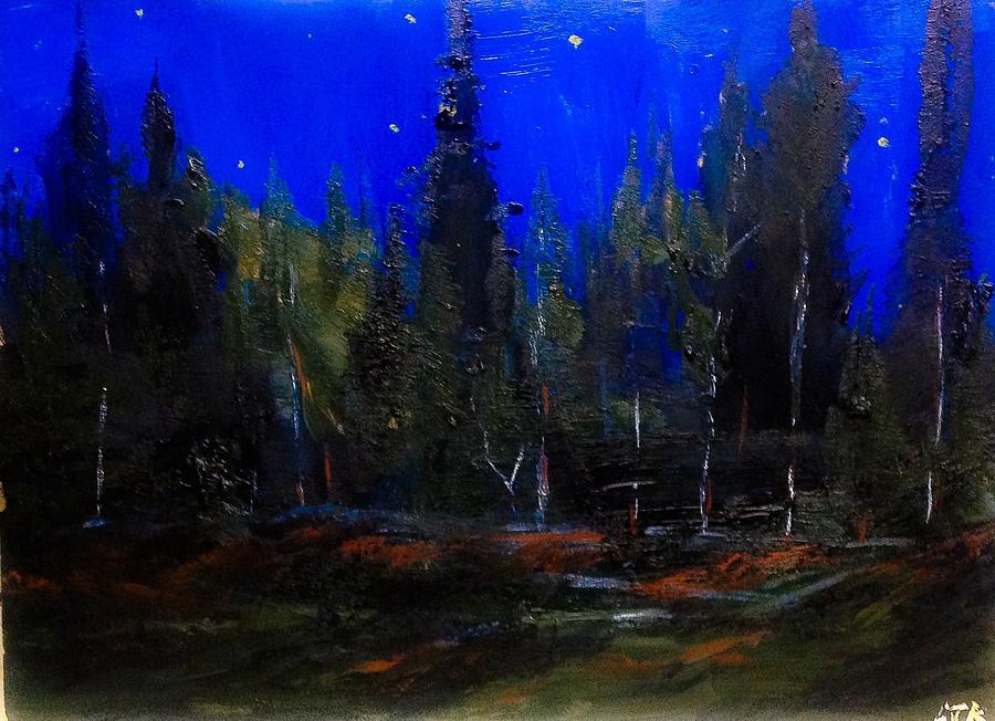 Woods at Night Painting by Desmond Raymond