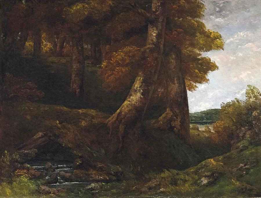Woods entrance Painting by Gustave Courbet