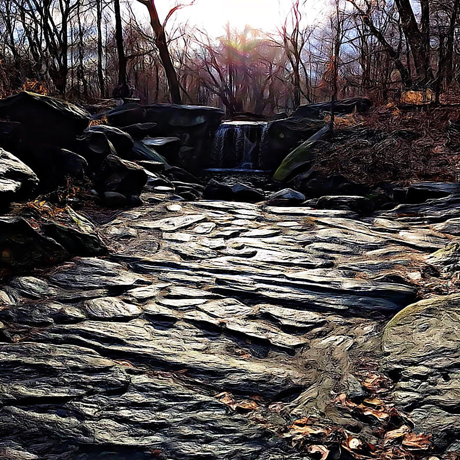 Nature Digital Art - Woods of the Stillness Waterfall by Pamela Storch