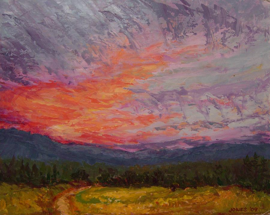 Sunset Painting - Woodside Sunset by Carolyn Jones