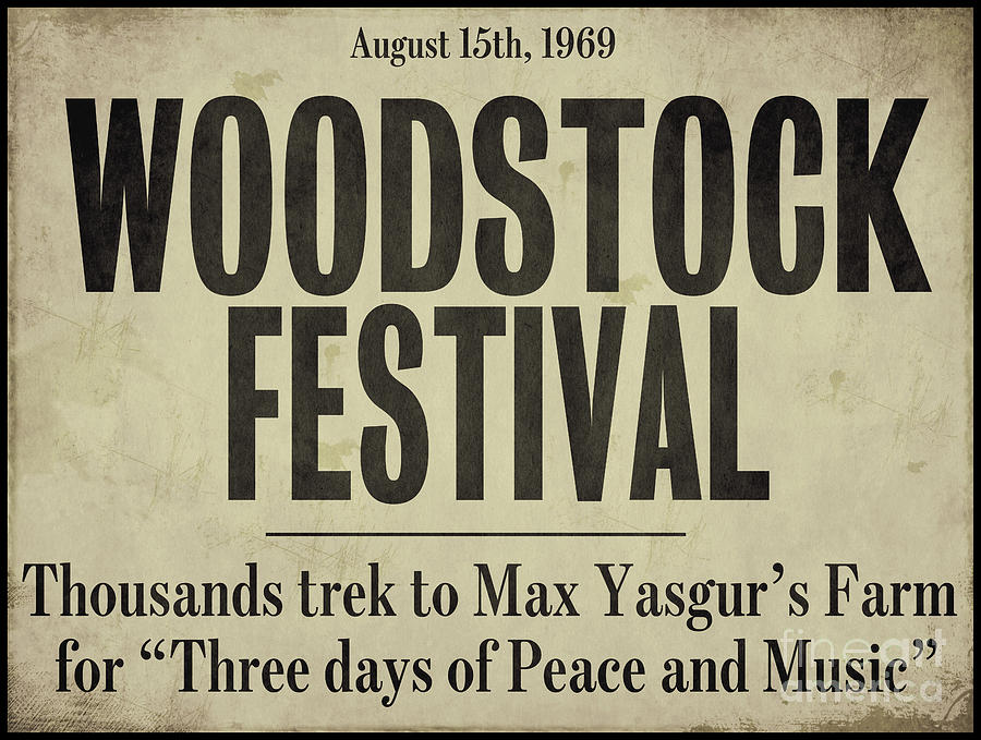 Woodstock Festival Newspaper Painting by Mindy Sommers