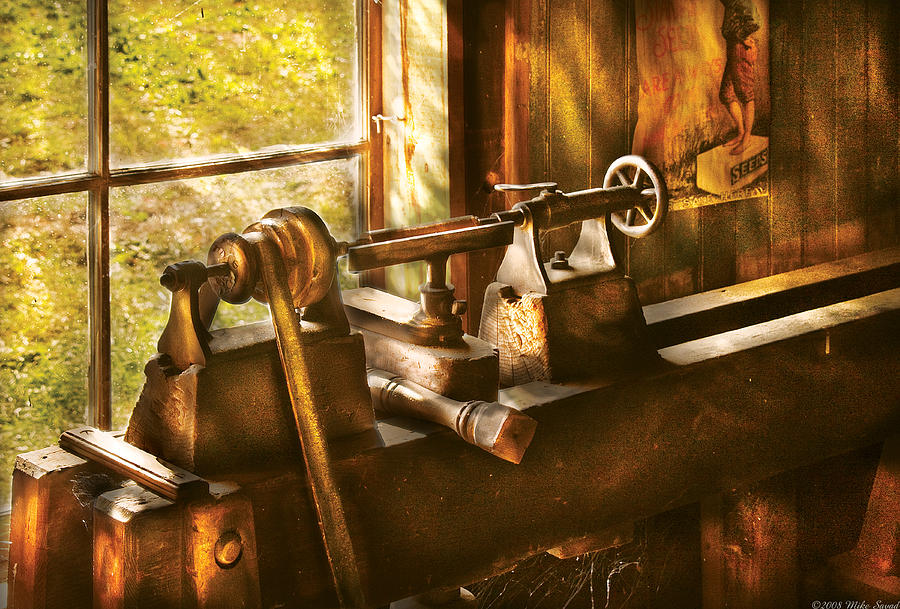 Woodworker - An Old Lathe  Photograph by Mike Savad
