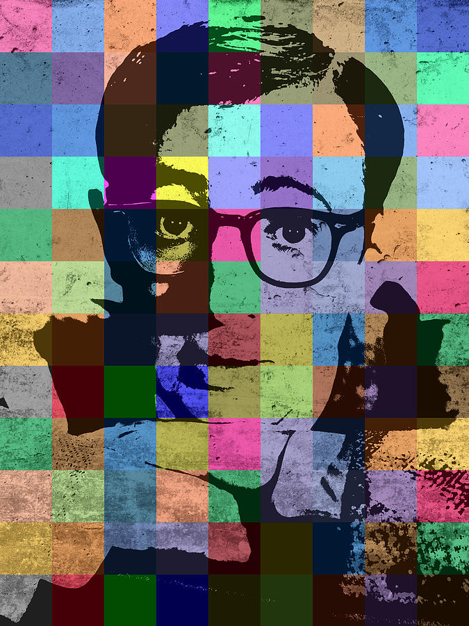Hollywood Mixed Media - Woody Allen Director Hollywood Pop Art Patchwork Portrait Pops of Color by Design Turnpike