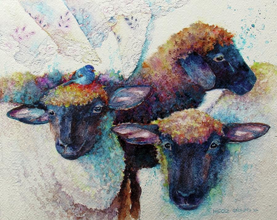 Wool and feather Painting by Nicole Gelinas