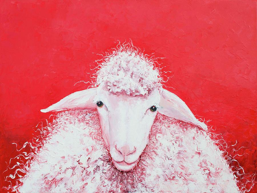 Woolly Sheep painting, Gabriel Painting by Jan Matson