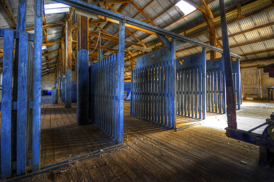 Architecture Photograph - Woolshed Blues by Wayne Sherriff