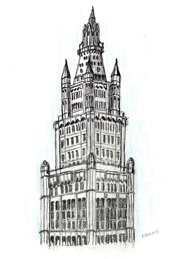 Woolworth Building NY Drawing by Paul Meinerth