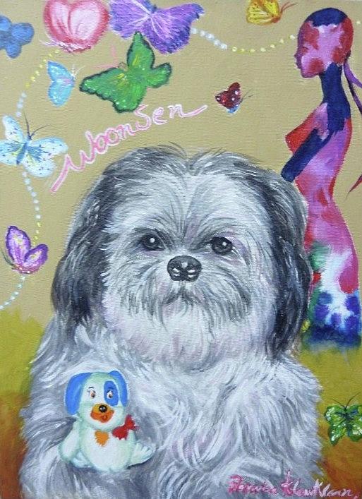Woonsen My Lovely Dog Painting by Wanvisa Klawklean