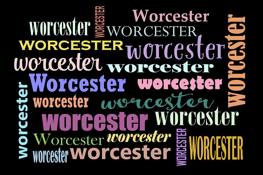 Worcester Massachusetts on Black Background Digital Art by Peggy Collins