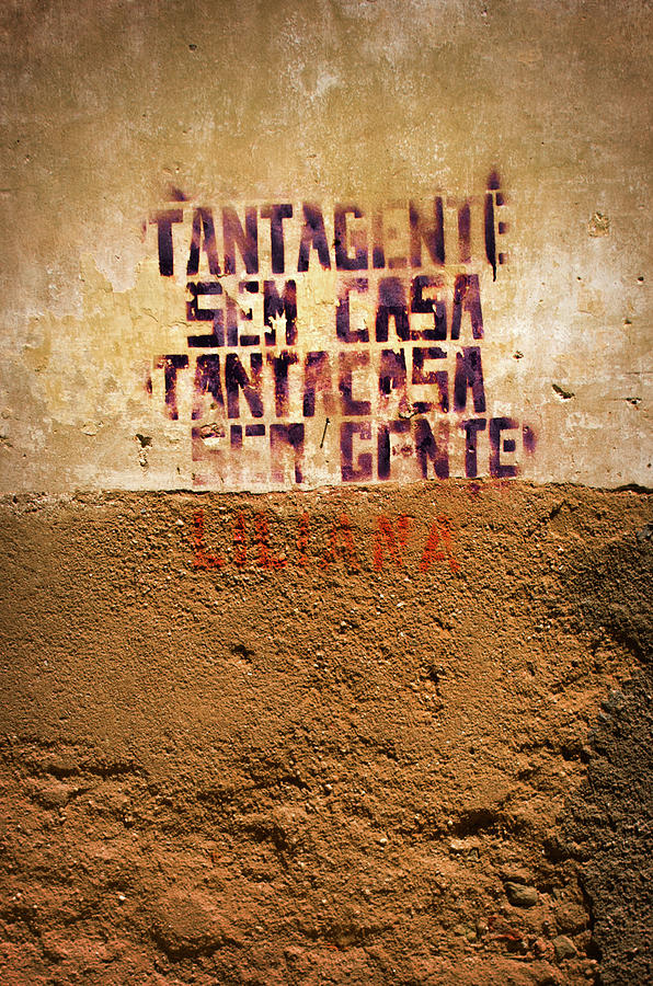 Words painted on Yellow Wall Photograph by Carlos Caetano