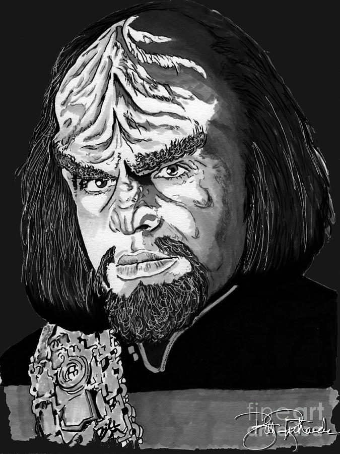 Worf Drawing by Bill Richards