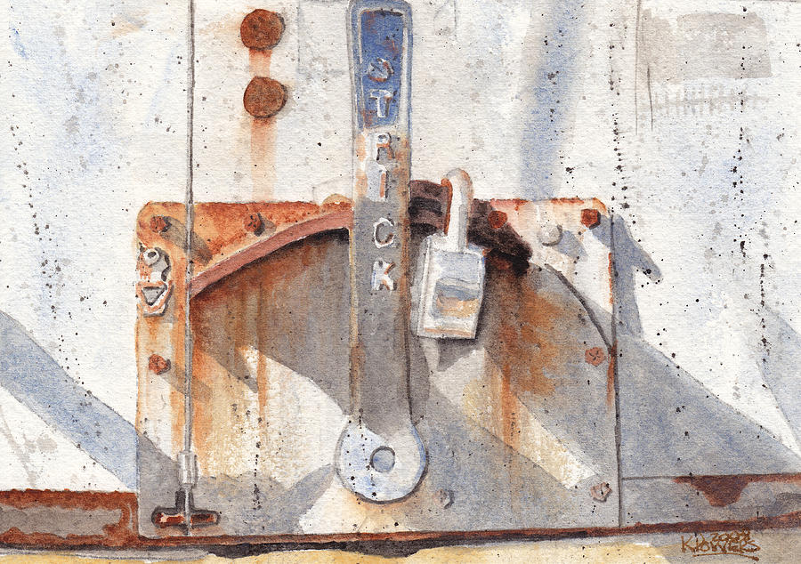 Work Trailer Lock Number One Painting by Ken Powers