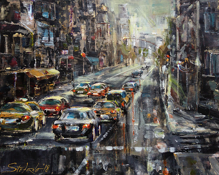 Cityscape Painting - Workday by Stefano Popovski Cityscape Painting - Workday by Stefano Popovski