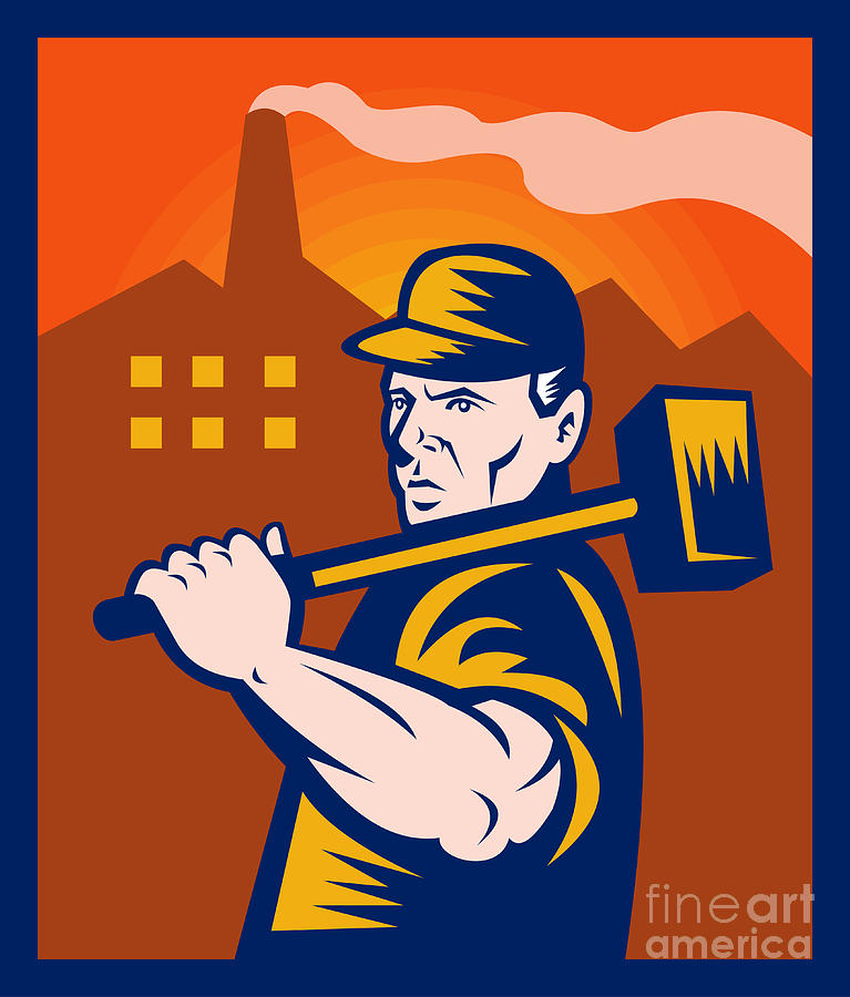 Factory Worker Digital Art - Worker With Sledgehammer by Aloysius Patrimonio
