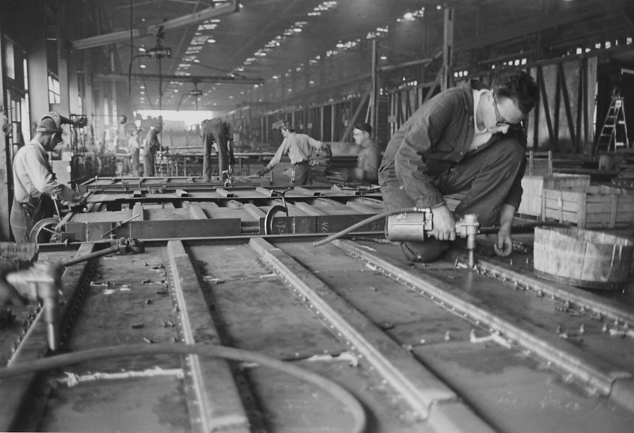 Workers at Clinton Machine Shop Photograph by Chicago and North Wester