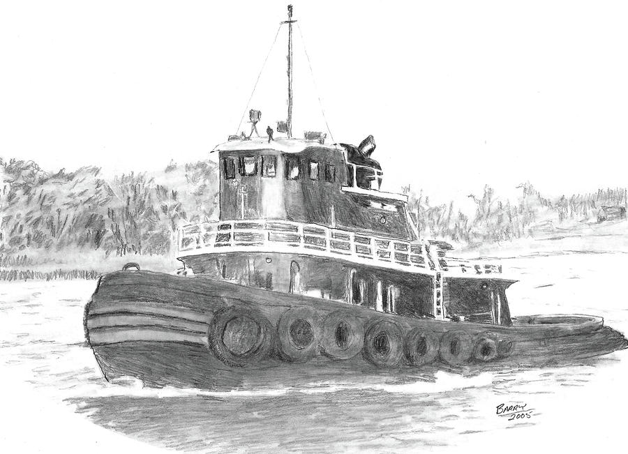 Workhorse of the River Drawing by Barry Jones