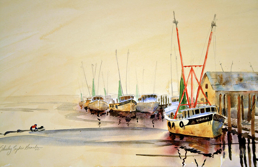 Working Boats Painting by Shirley Sykes Bracken