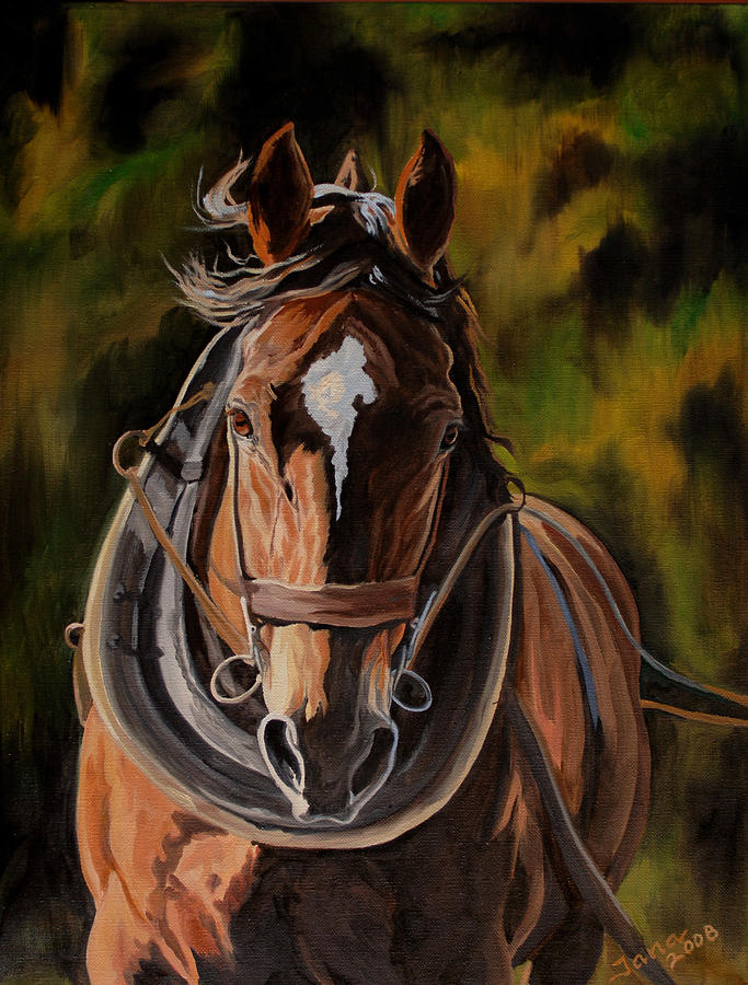 Horse Painting - Working by Jana Goode