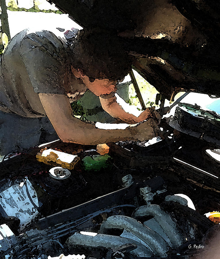 Working on a Porsche by George Pedro Working on a Porsche by George Pedro