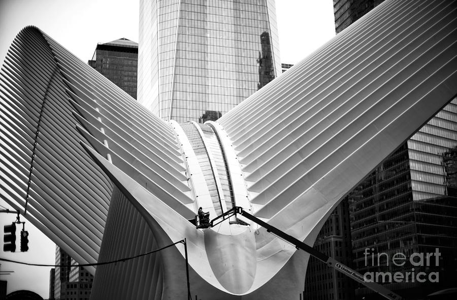 Crane Photograph - Working on Oculus in New York City by John Rizzuto