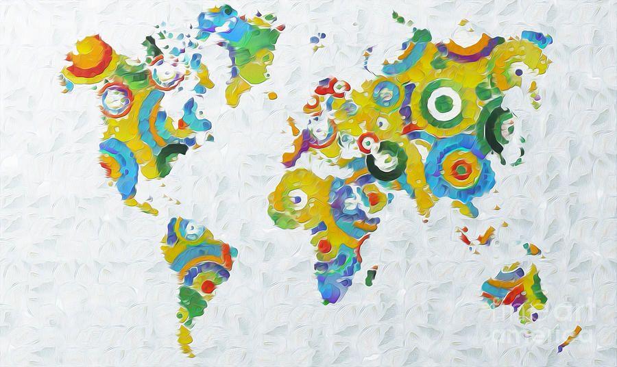 Abstract World Colorful Map Painting by Stefano Senise