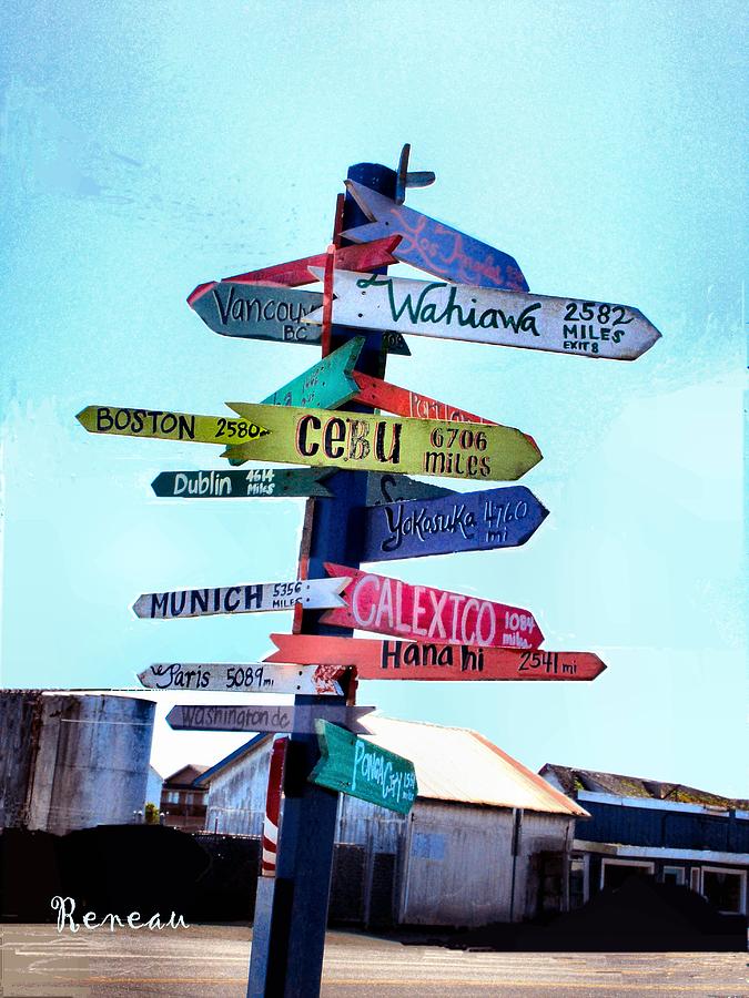 World Directional Sign - A Photograph by A L Sadie Reneau