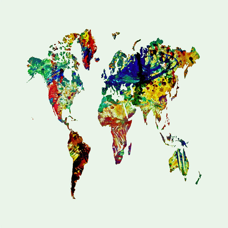 World Map 01 Mixed Media by Brian Reaves