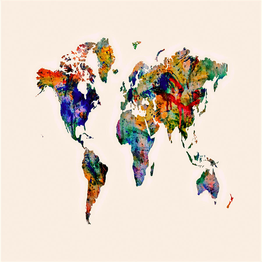 World Map 03 Mixed Media by Brian Reaves