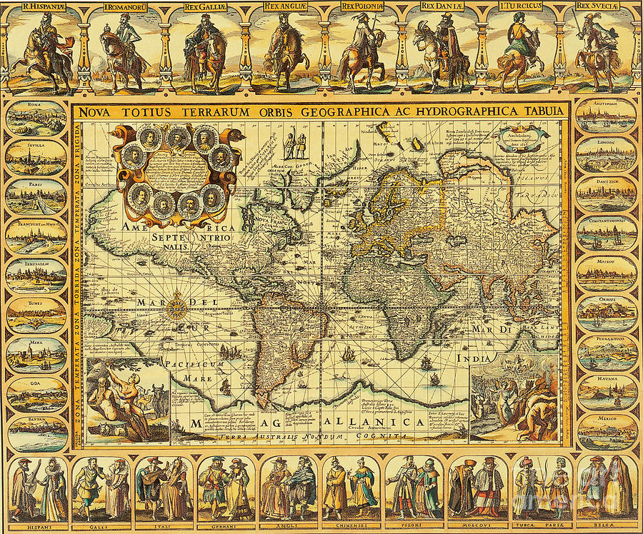 Map Photograph - World Map 1626 by Photo Researchers