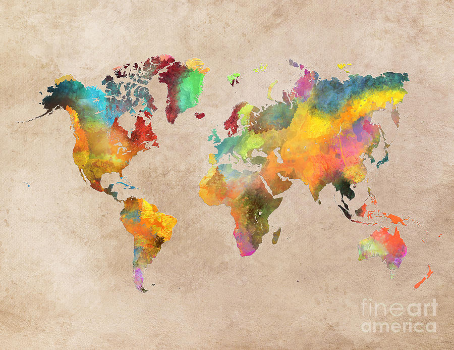 World Map 2 Digital Art by Justyna Jaszke JBJart