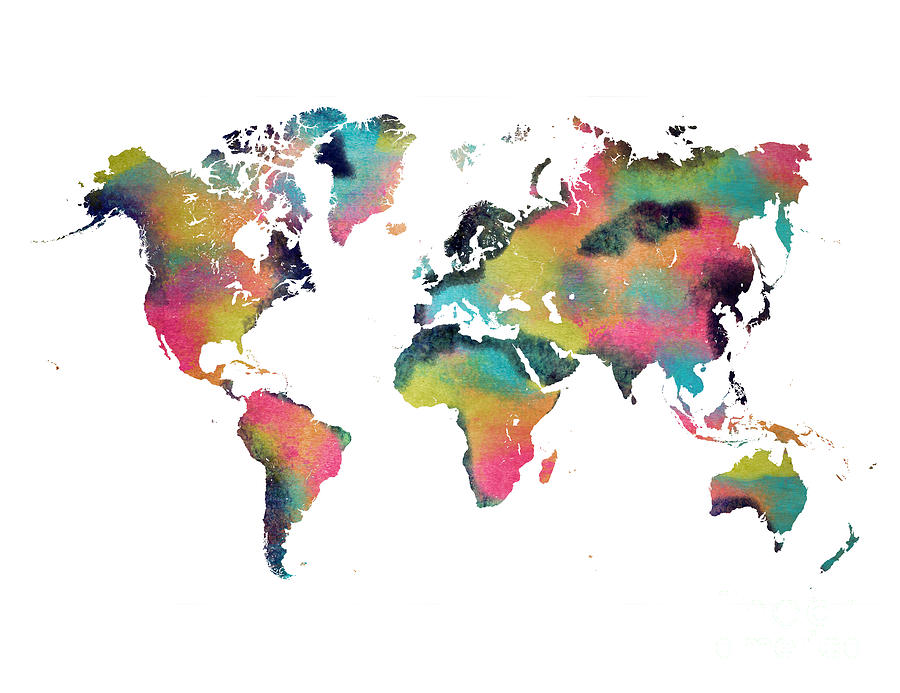 World map 3 Digital Art by Justyna Jaszke JBJart