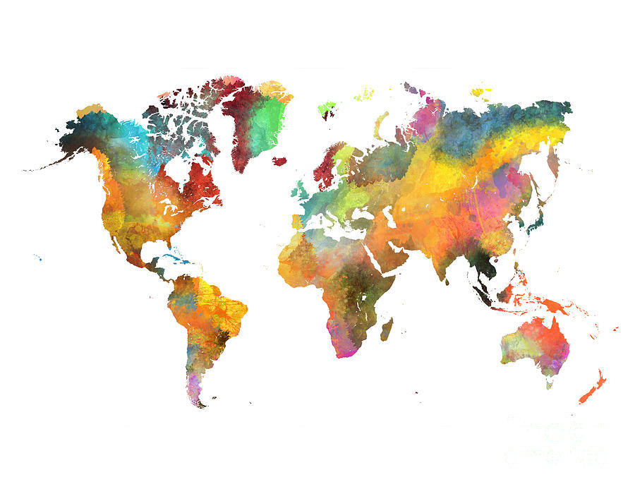World map 4 Digital Art by Justyna Jaszke JBJart